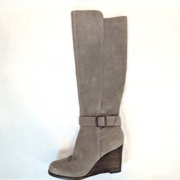 Sole Society | Knee High Suede Leather Boots "Paloma" Gray Beige	| Size 7M - Picture 6 of 16